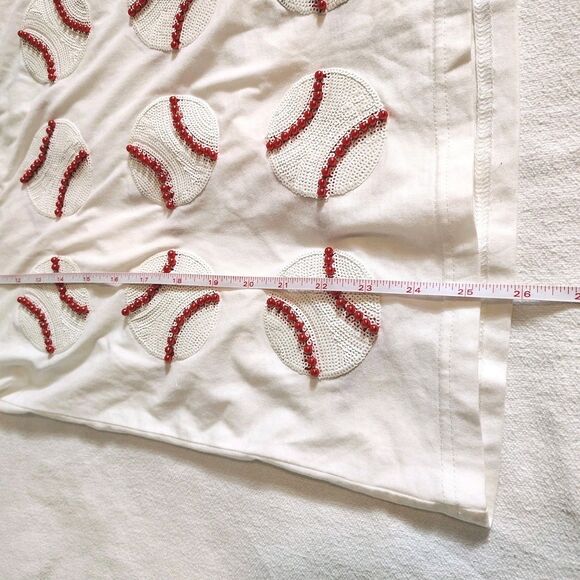 Queen of Sparkles Home Run Baseball Sequin Tee White Top Women’s Size L - Picture 7 of 9